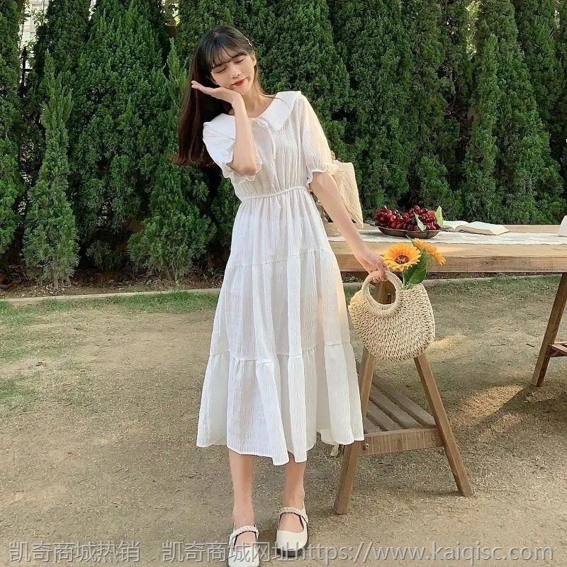 连衣裙少女生夏装2021年新款初中高中学生韩版紫色长裙子仙女超仙