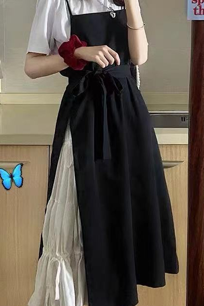 背带裙子少女夏装2021年新款初中高中学生甜美吊带长裙连衣裙套装