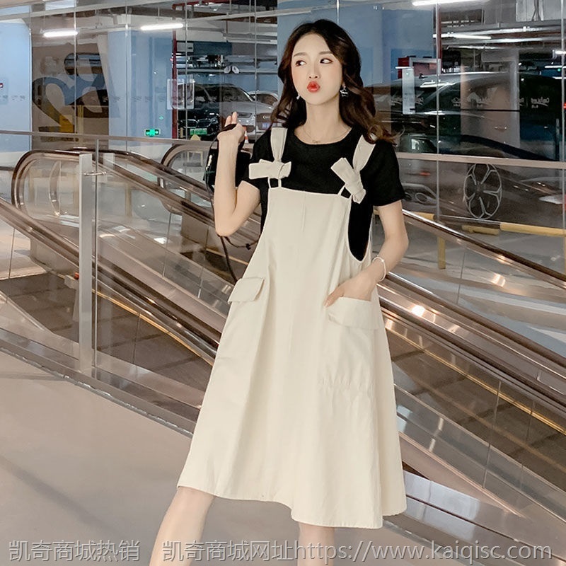 一件代发背带裙子少女生夏装2021新款初中高中学生韩版时尚吊带连