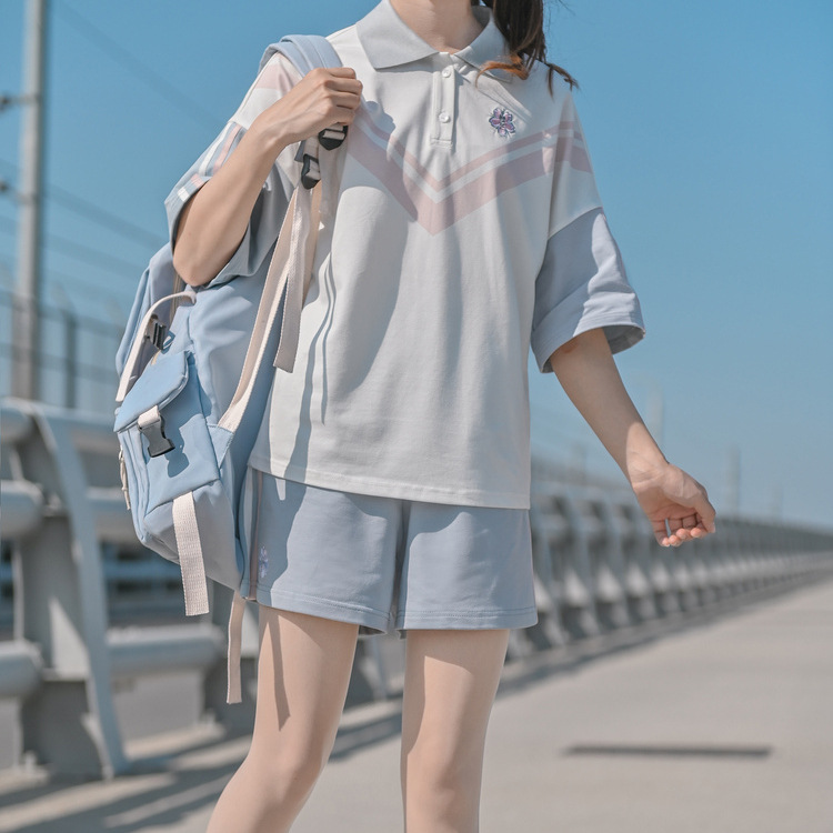 元气少女穿搭运动套装女学生韩版学院风班服初高中生夏季校服短袖