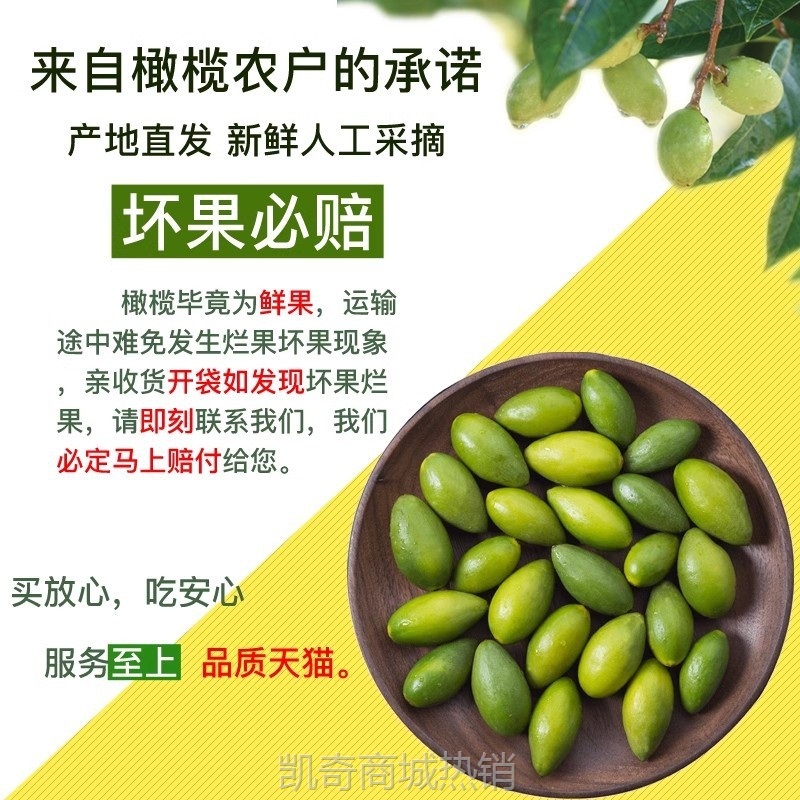 闽臻新鲜橄榄1000g青橄榄产地直发2袋福州特产闽清檀香橄榄橄榄果