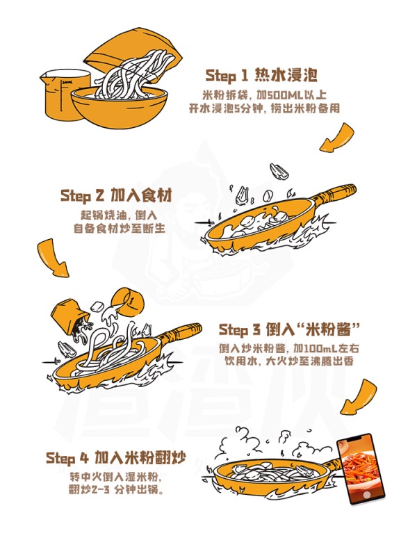 渣渣灰正宗新疆爆辣炒米粉美食小吃网红湿炒米粉拌粉方便速食早餐