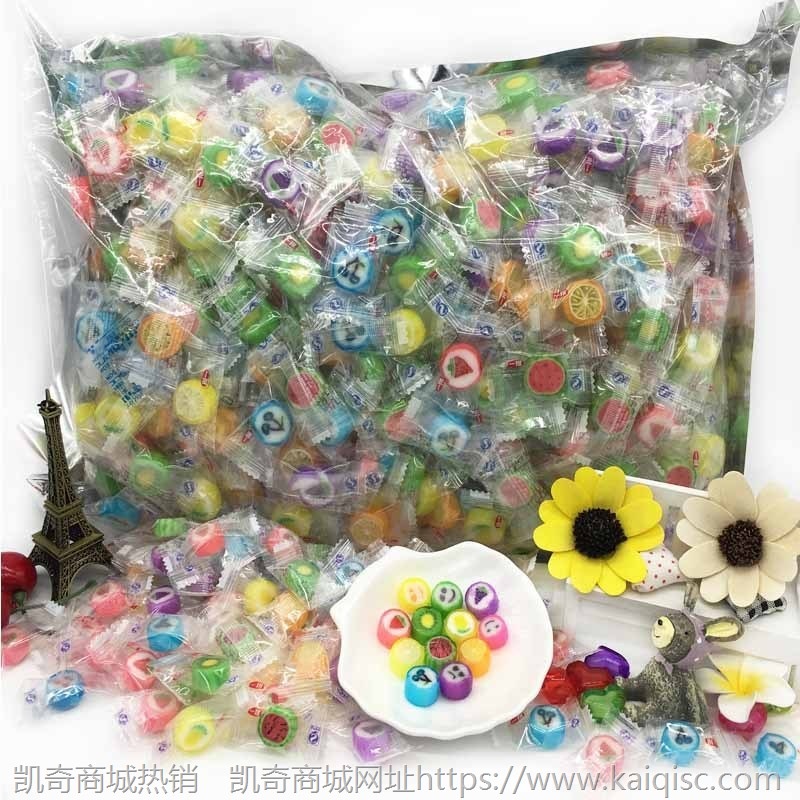 【5斤袋装】一邦4克韩式手工切花水果切片糖果结婚喜糖新年糖果