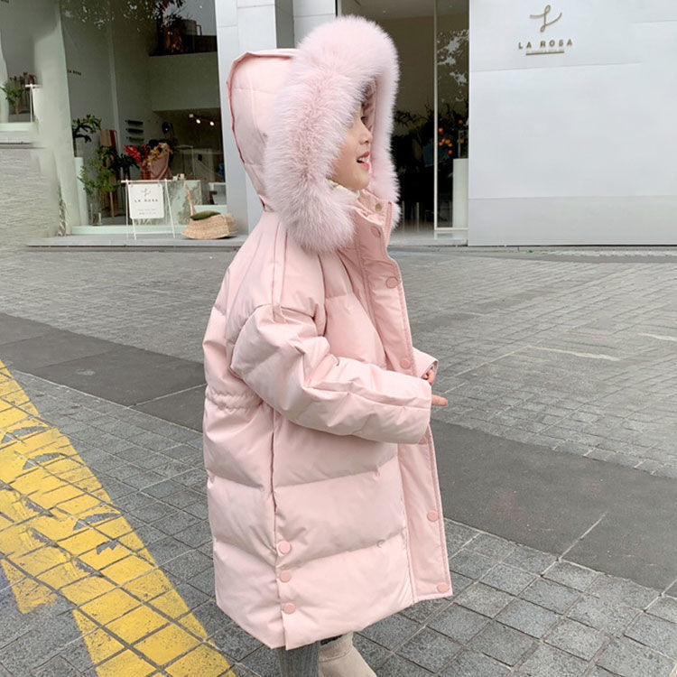 包邮女童长款羽绒棉棉服2021冬装新款儿童过膝洋气宝宝棉衣棉袄外