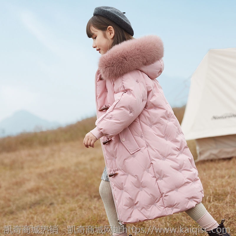 2021新款女童棉衣长款洋气韩版棉袄过膝小女孩冬装加厚羽绒棉服潮