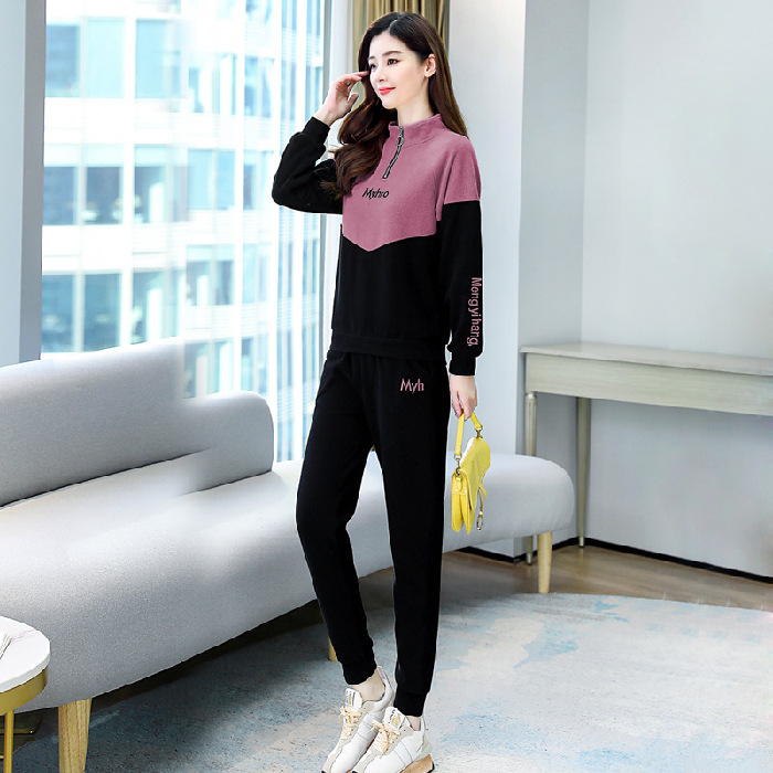 休闲运动套装2021年秋冬新款时尚两件套女韩版减龄卫衣大码女装