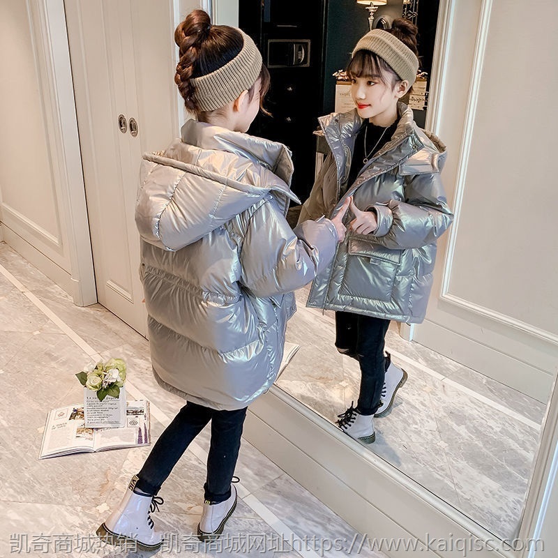女童冬装亮面棉衣冬季新款儿童羽绒棉服中长款棉袄加厚外套潮