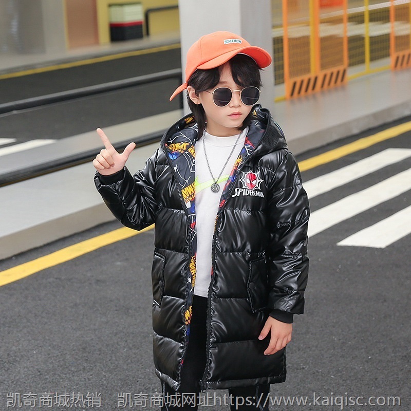 新款男童羽绒服蜘蛛侠儿童免洗羽绒服亮面童装奥特曼眼镜冬装外套
