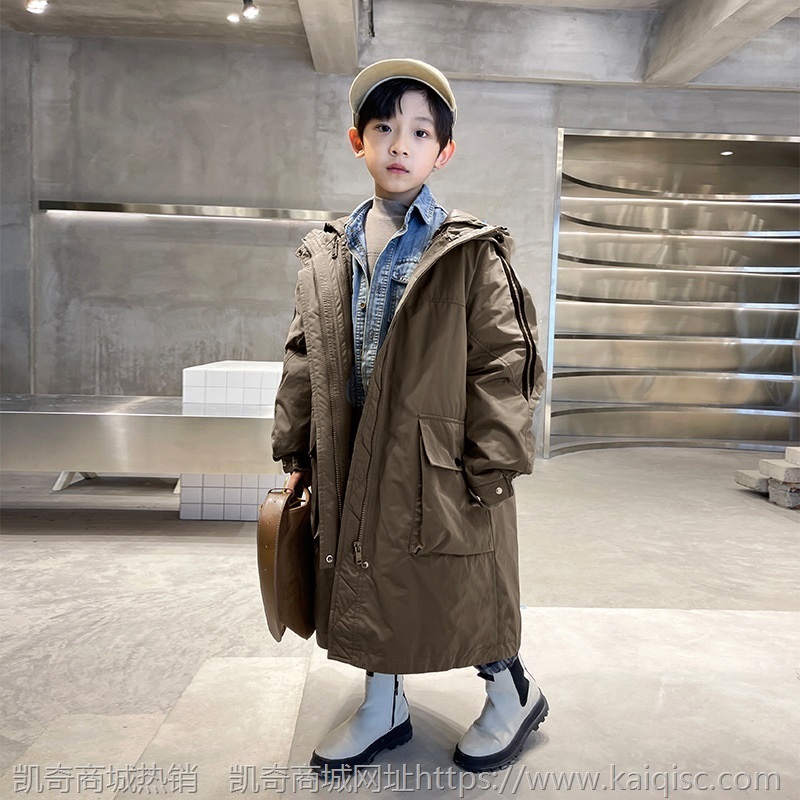 童装男童羽绒服2021新款洋气儿童轻薄白鸭绒冬装中长款大童外套潮