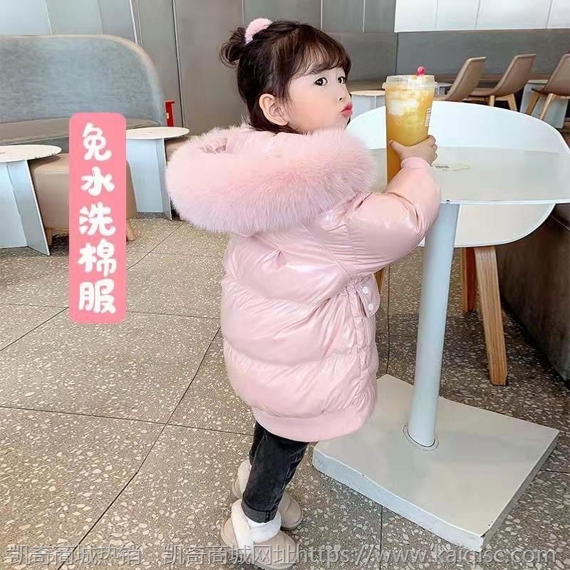 儿童冬装加厚保暖棉衣亮面长款过膝羽绒棉袄宝宝洋气2021新款棉衣