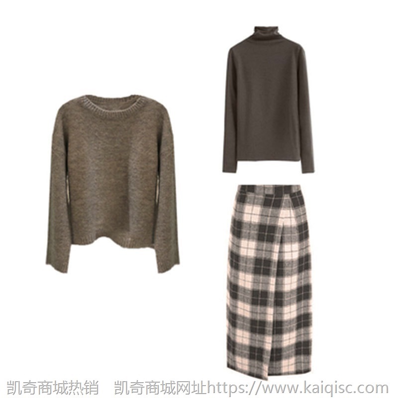 女装秋冬新款2021宽松显瘦韩版毛衣女时尚复古连衣裙两件套百搭潮