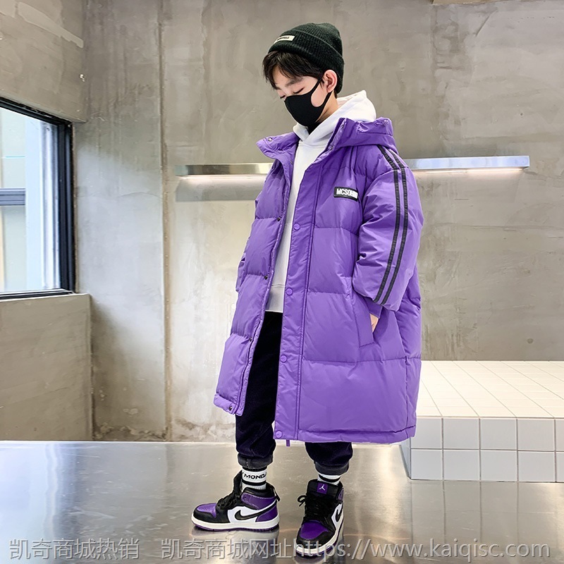男童羽绒服韩版儿童凯奇童装男孩白鸭绒潮范长款外套中大童冬装