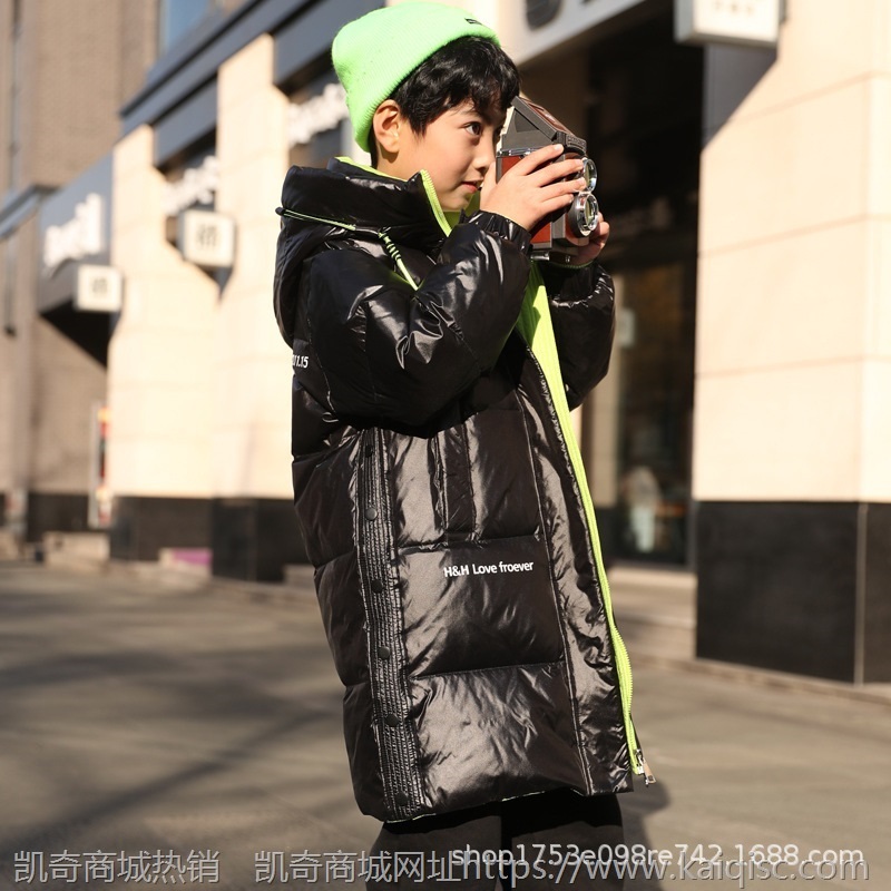 新款儿童羽绒服男童中长款中大童装冬季外套加厚韩版洋气反季特价
