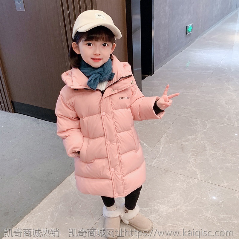 女童中长款羽绒棉服儿童宝宝2021新款韩版棉袄加厚洋气时冬装棉衣