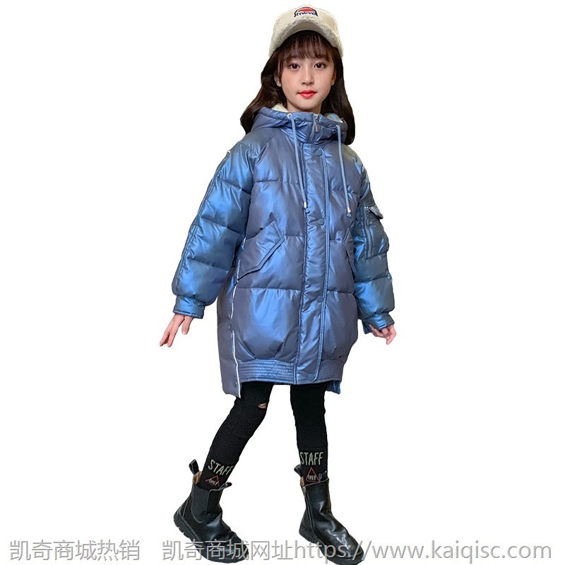 女童冬装棉衣2021新款儿童加厚洋气冬季外套中大童长款羽绒棉服潮