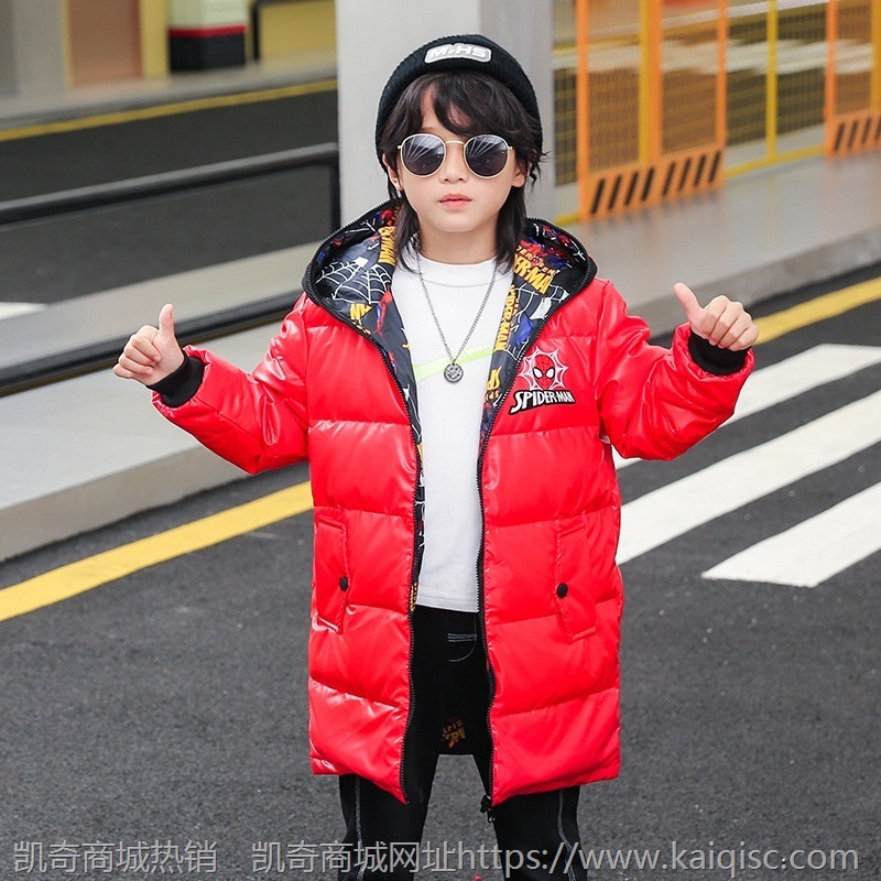 新款男童羽绒服蜘蛛侠儿童免洗羽绒服亮面童装奥特曼眼镜冬装外套