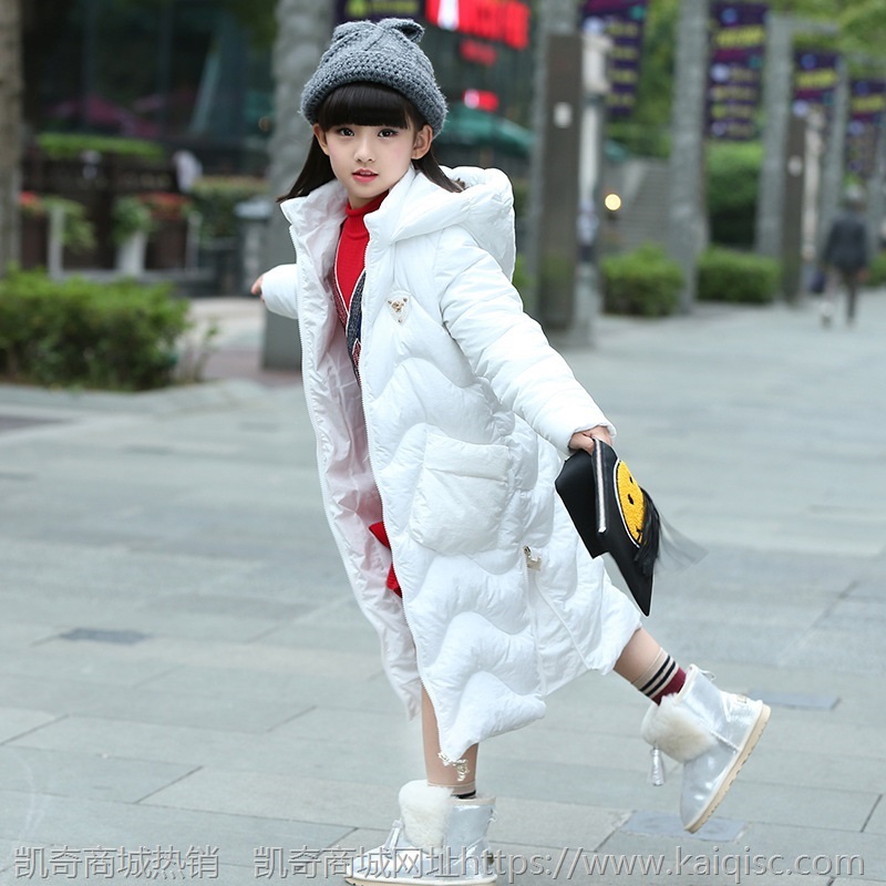 女童棉衣儿童装棉袄羽绒棉服外套加长款加厚大童过膝洋气女孩冬装