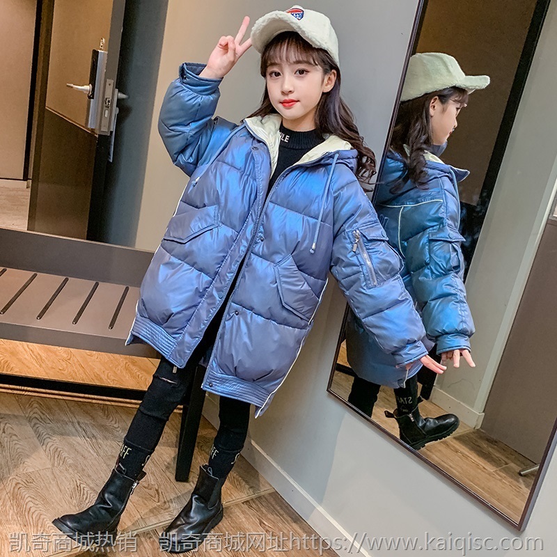 女童冬装棉衣2021新款儿童加厚洋气冬季外套中大童长款羽绒棉服潮