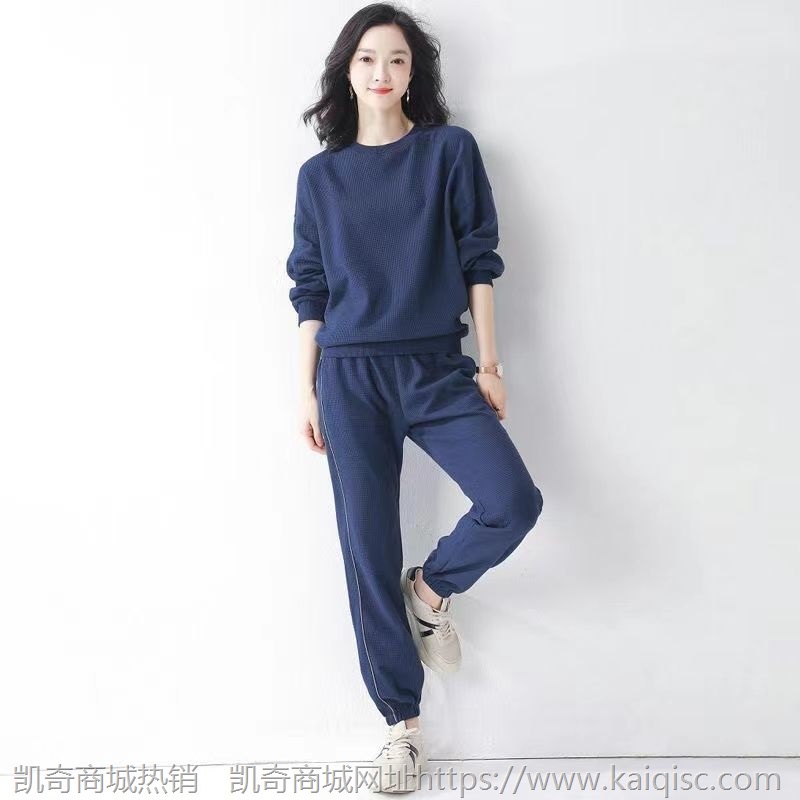 单件/套装 运动时尚套装女秋冬新款棉华夫格时尚长袖女装卫衣