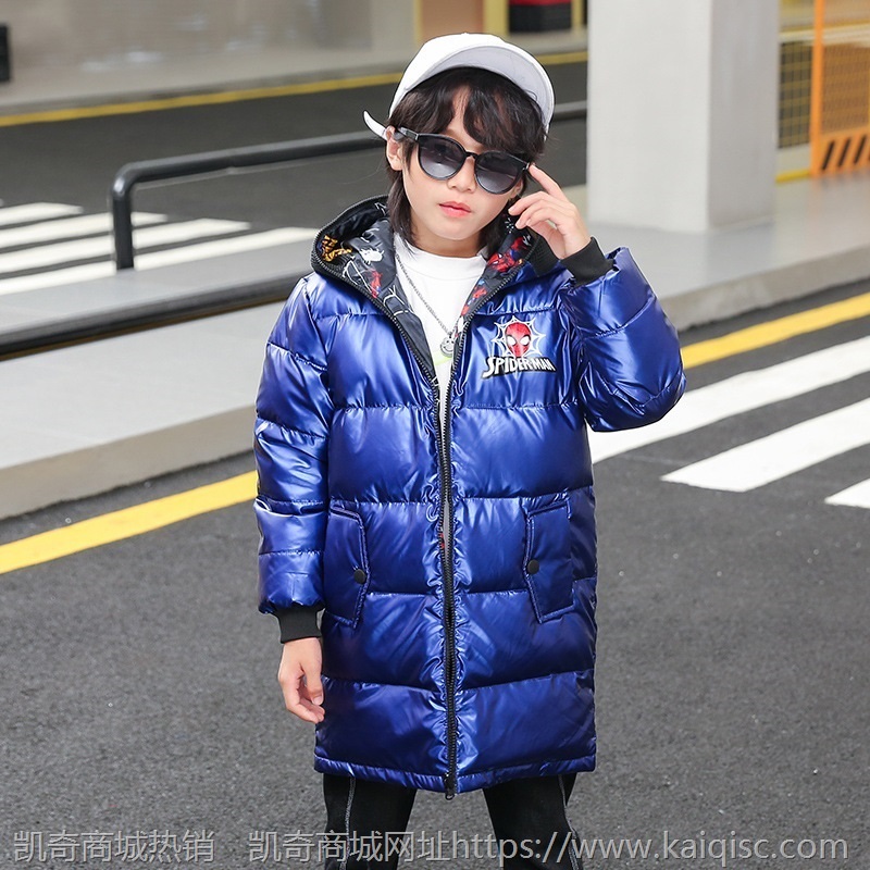 新款男童羽绒服蜘蛛侠儿童免洗羽绒服亮面童装奥特曼眼镜冬装外套
