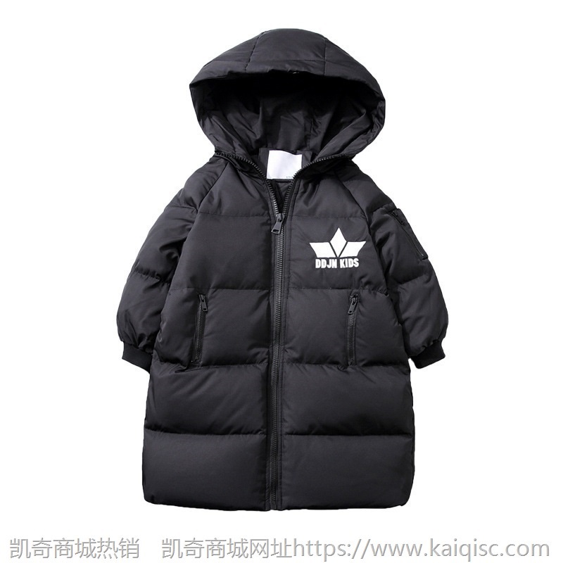 男童羽绒服长款加厚保暖冬季外套连帽休闲冬装大童白鸭绒学生潮衣