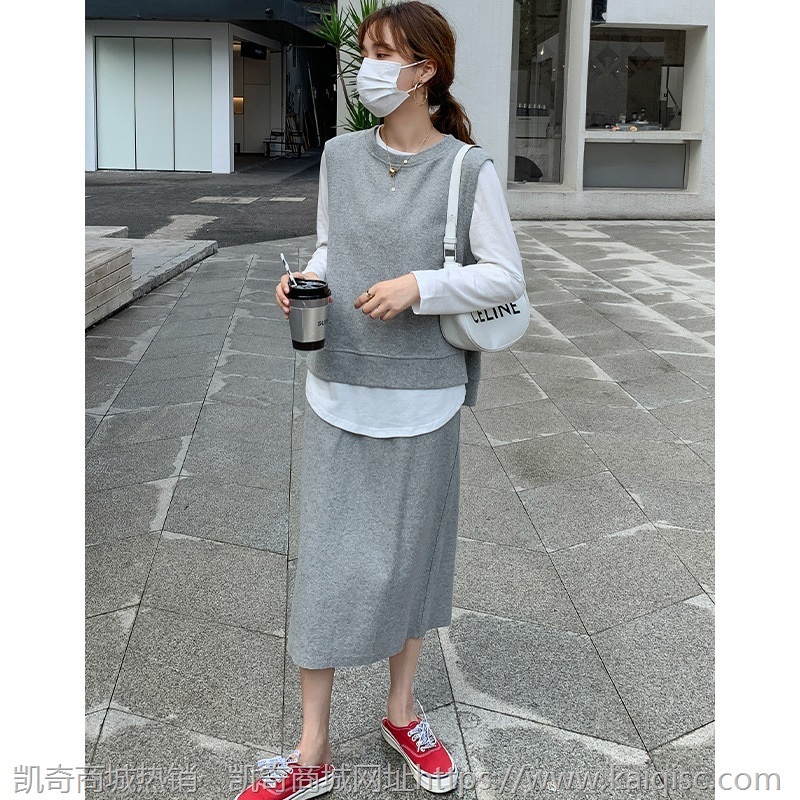 秀业时尚气质套装裙女韩版2021秋冬新款开叉马甲半身裙三件套裙子