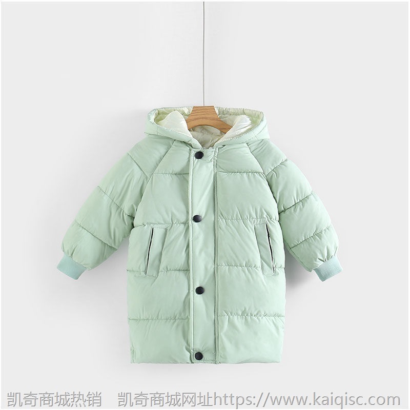 反季儿童羽绒棉服冬季天外套加绒加厚女童大童中长款棉衣棉袄童装