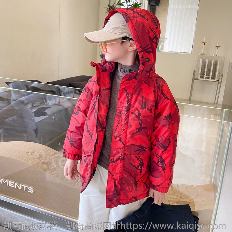 男童羽绒服儿童外套中小童短款加厚2021冬季新款迷彩童装洋气批发