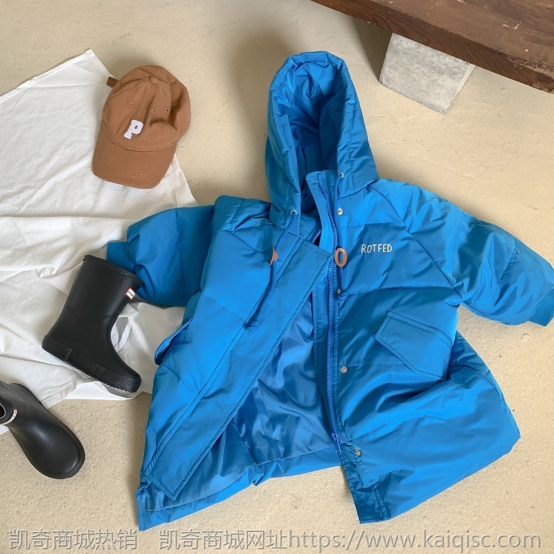 童装2021冬季新款连帽加长款羽绒服男童加厚外套女童保暖纯色韩版