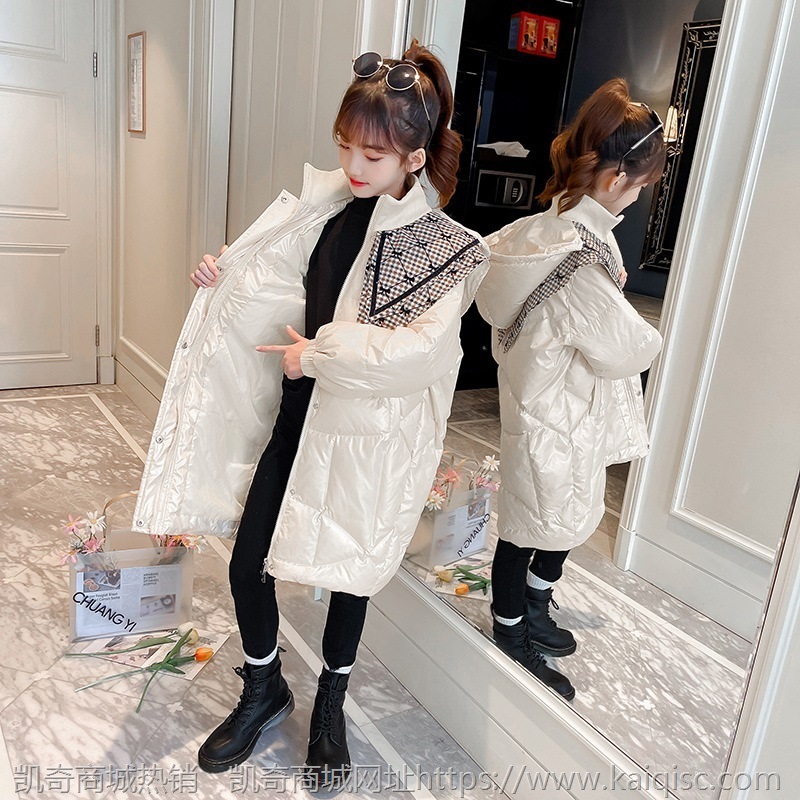 女童冬装棉衣2021新款童装洋气外套小女孩羽绒棉服长款加厚棉袄潮