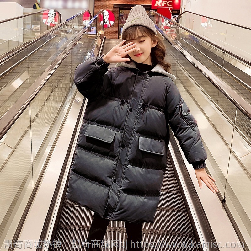 女童冬装棉衣2021新款儿童加厚洋气冬季外套中大童长款羽绒棉服潮