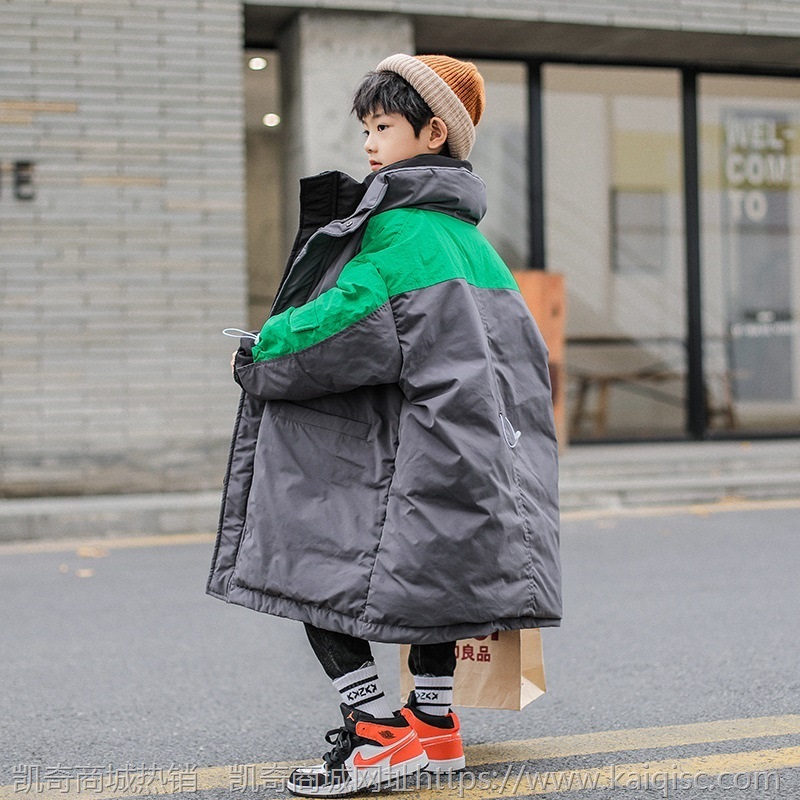 儿童羽绒服男童中长款2021新款洋气童装中大童加厚男孩外套白鸭绒