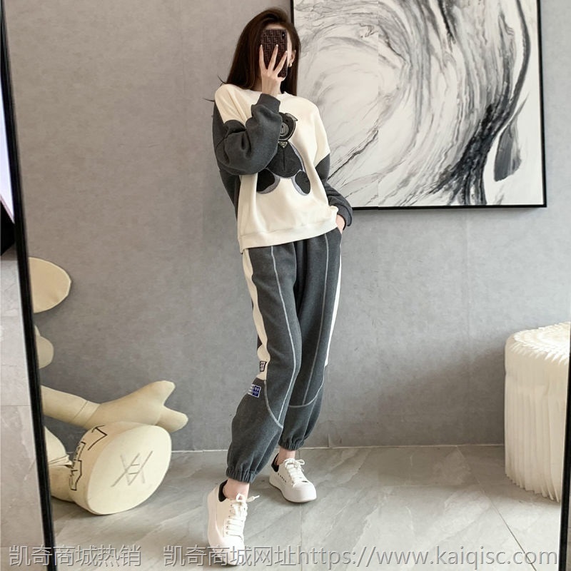 秋冬装时尚套装2021新款时髦洋气上档次女装加绒卫衣两件套潮ins