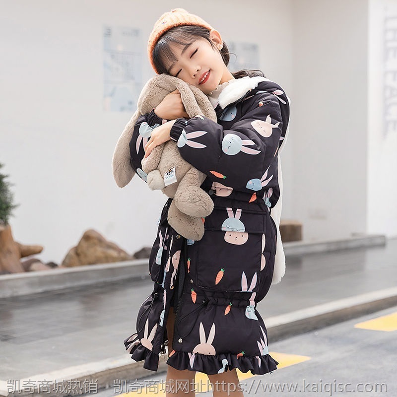女童冬装棉衣2021新款童装洋气中长款加厚棉袄外套亲子装羽绒棉服