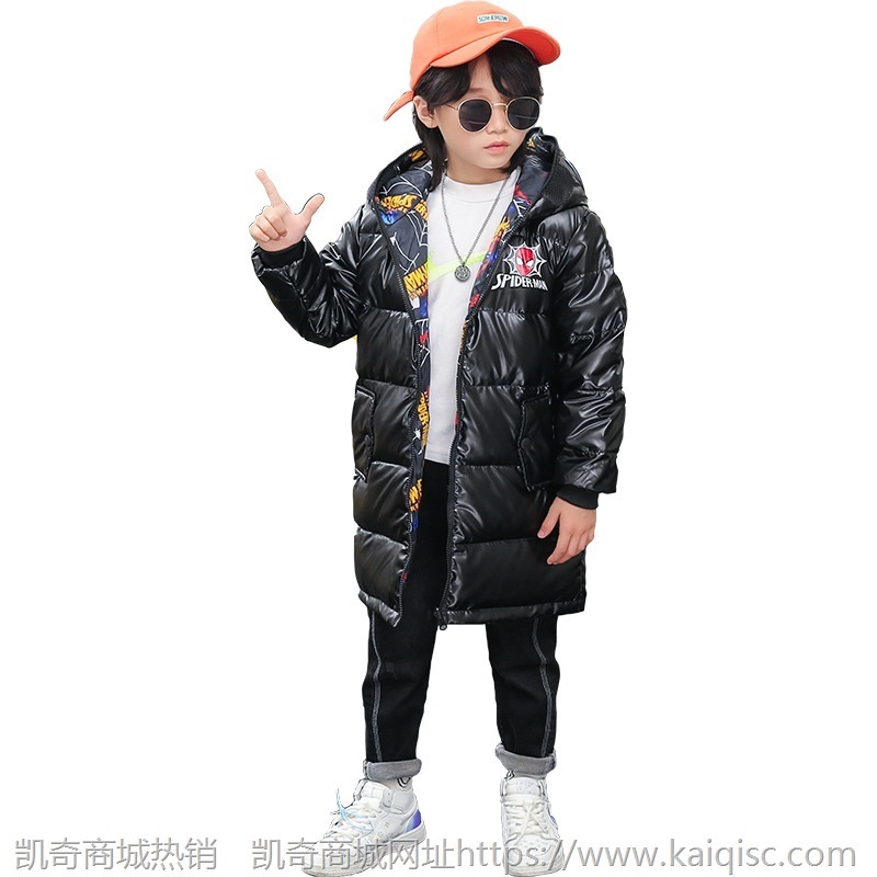 新款男童羽绒服蜘蛛侠儿童免洗羽绒服亮面童装奥特曼眼镜冬装外套