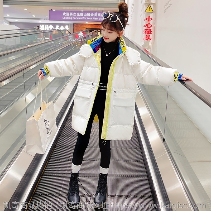 CN51707 童装女童提花长款棉衣2021年冬季新款中大童韩版棉服潮流