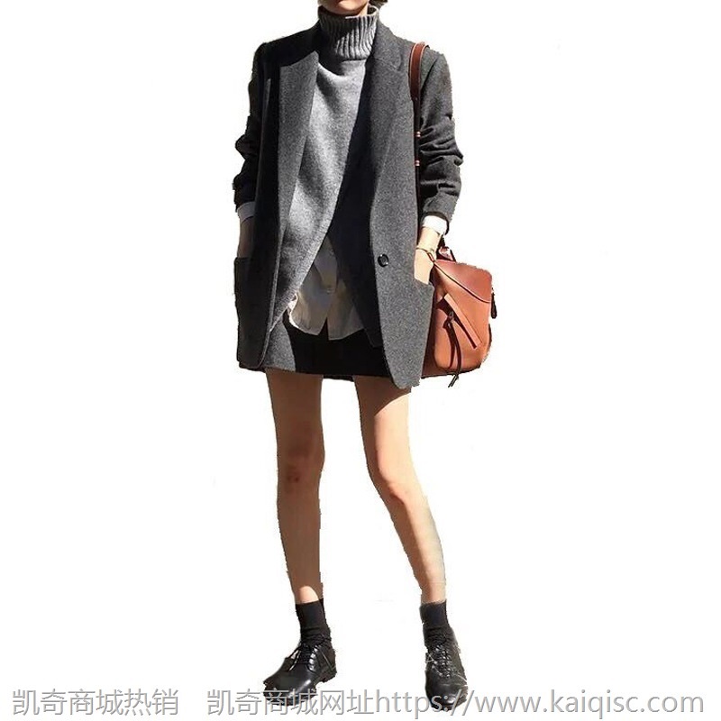 2021秋冬季新款女装时尚帅气女神范名媛风毛呢西装短裙网红两件套