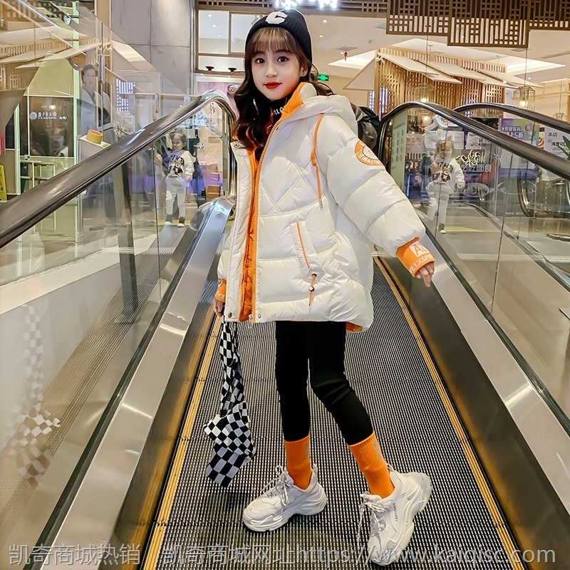 女童冬装棉衣2021新款儿童加厚洋气冬季外套中大童长款羽绒棉服潮