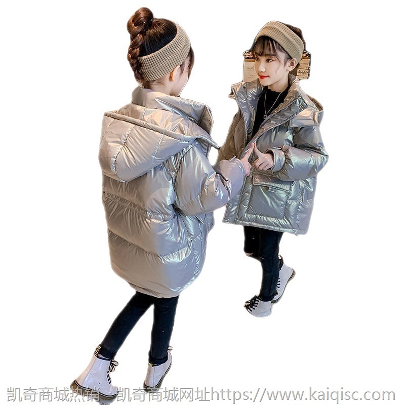 女童冬装亮面棉衣冬季新款儿童羽绒棉服中长款棉袄加厚外套潮