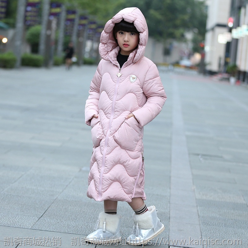 女童棉衣儿童装棉袄羽绒棉服外套加长款加厚大童过膝洋气女孩冬装