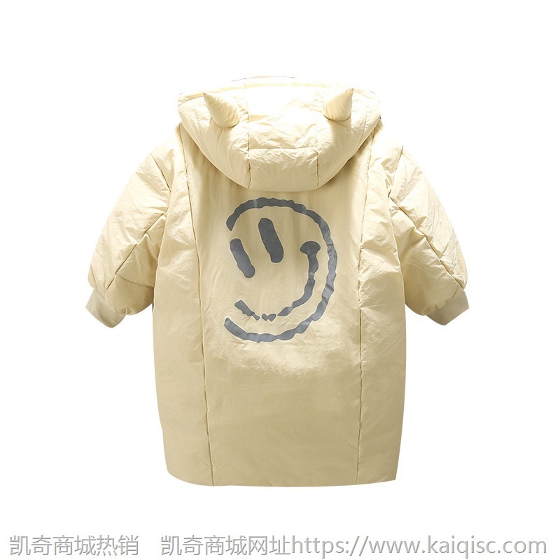 童装男童长款羽绒服2021韩版新款中小童三防儿童冬装小熊黑色外套