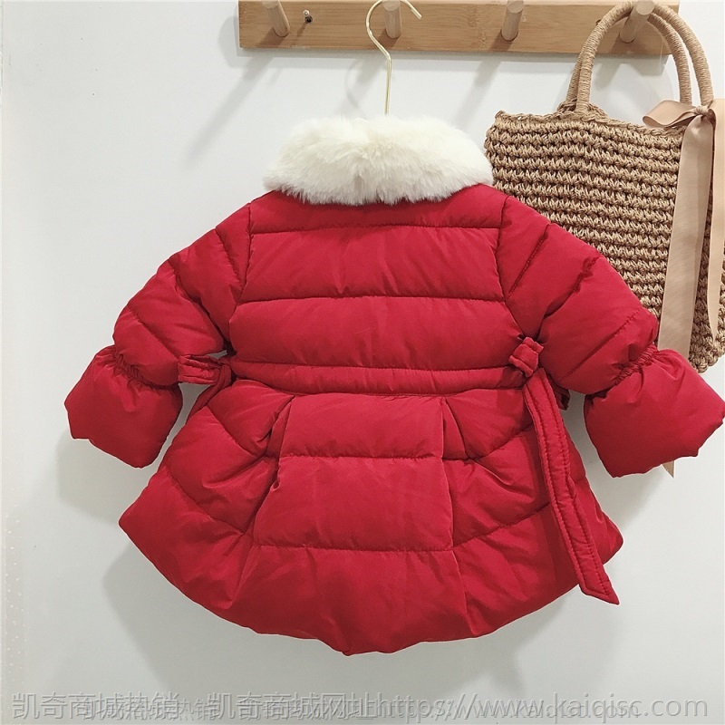 女童冬装棉衣外套2020新款宝宝洋气韩版加厚长款羽绒棉服圣诞服装