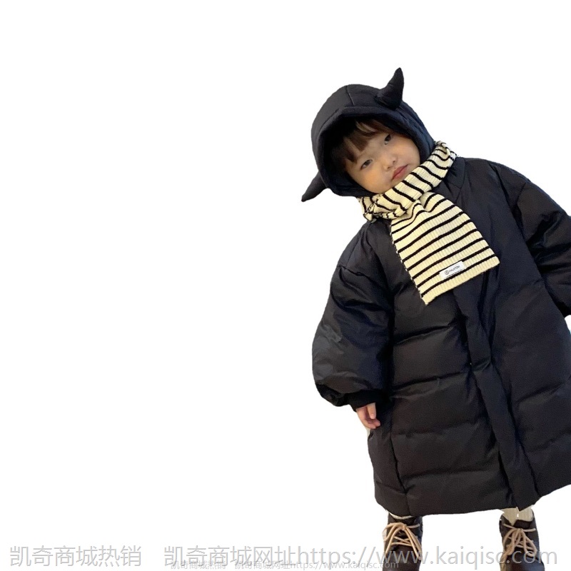 莱抱抱2021冬季新品韩国童装韩版男童女童小恶魔长款保暖羽绒服