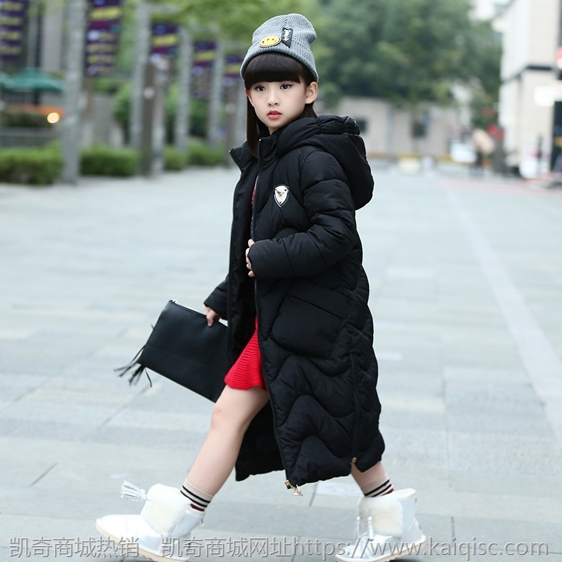 女童棉衣儿童装棉袄羽绒棉服外套加长款加厚大童过膝洋气女孩冬装
