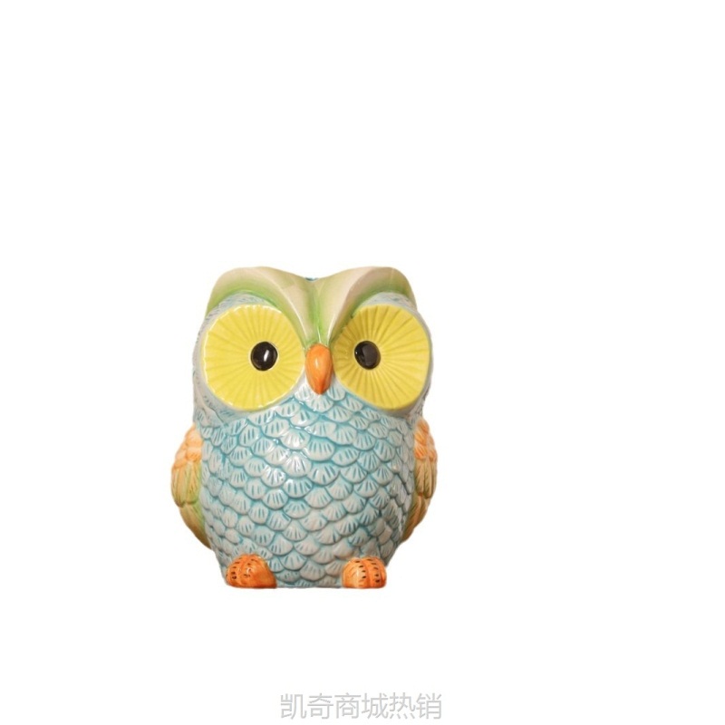 中式陶瓷摆件装饰品小狗猫头鹰兔子客厅酒柜家居桌面动物礼品摆设