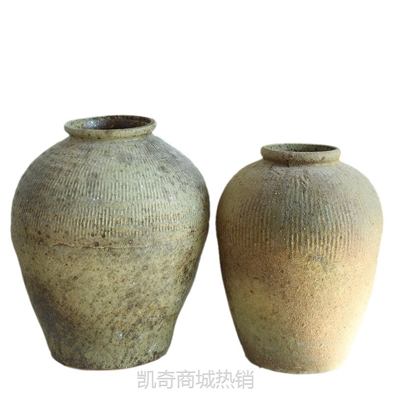 景德镇陶瓷花瓶复古怀旧手工酒店民宿诧寂风插花禅意摆件粗陶罐子