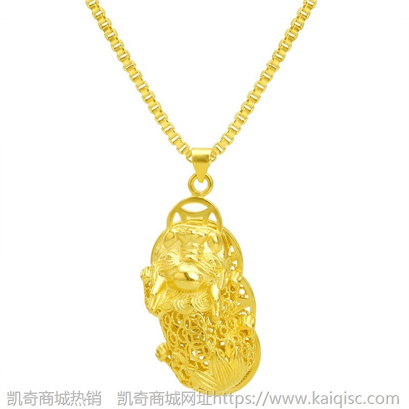 2021国潮貔貅沙金吊坠镀24K金diy项链饰品坠子仿黄金首饰货源批发