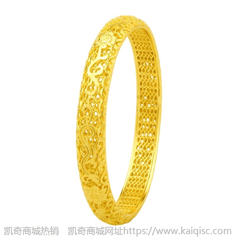 婚庆新娘仿黄金手镯女金店同款首饰品铜镀沙金镂空龙凤金镯子批发