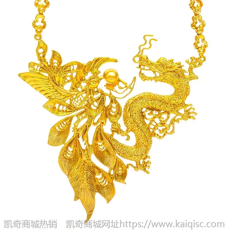 爆款橱窗金婚庆首饰双喜龙凤套装链新婚铜镀金饰品新娘仿真金项链