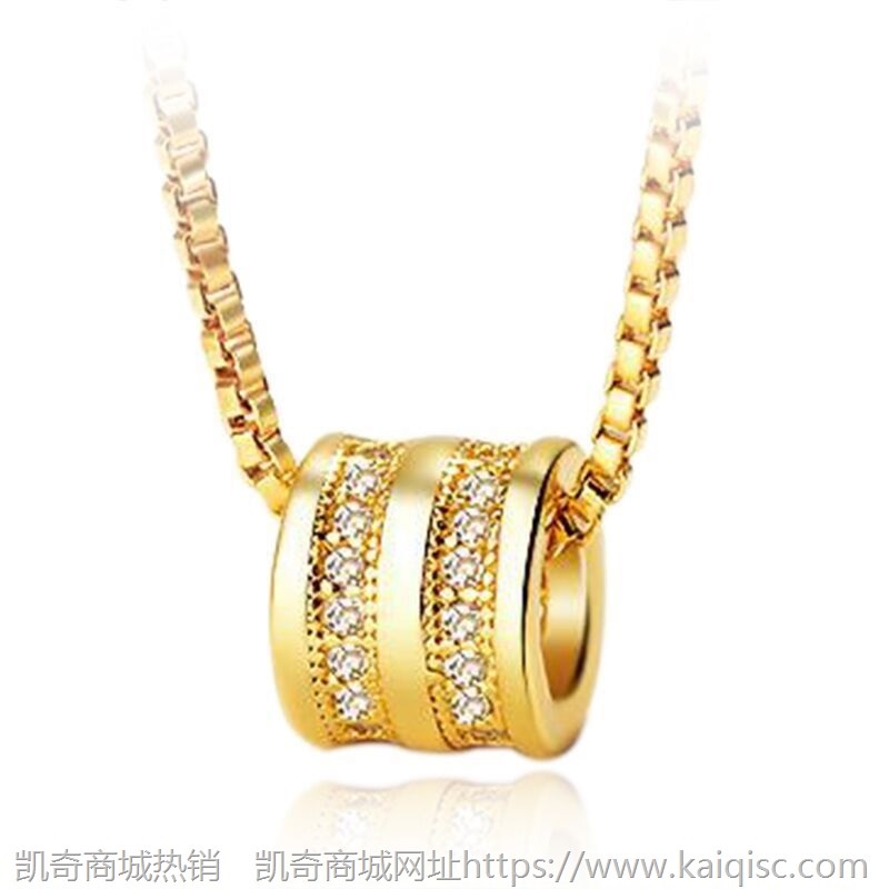 小红书同款韩版时尚锆石小蛮腰转运珠吊坠女气质百搭镀金饰品项链